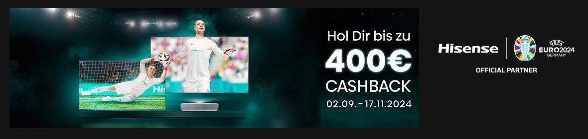 Jetzt ein Hisense Aktions-Gerät kaufen und bis zu 400,- € Cashback sichern.*